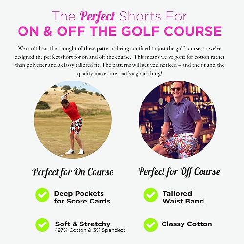Miniatura 5 de Royal & Awesome Pantalones cortos de golf para hombre, pantalones cortos de golf locos para hombres, pantalones cortos a cuadros para hombre,