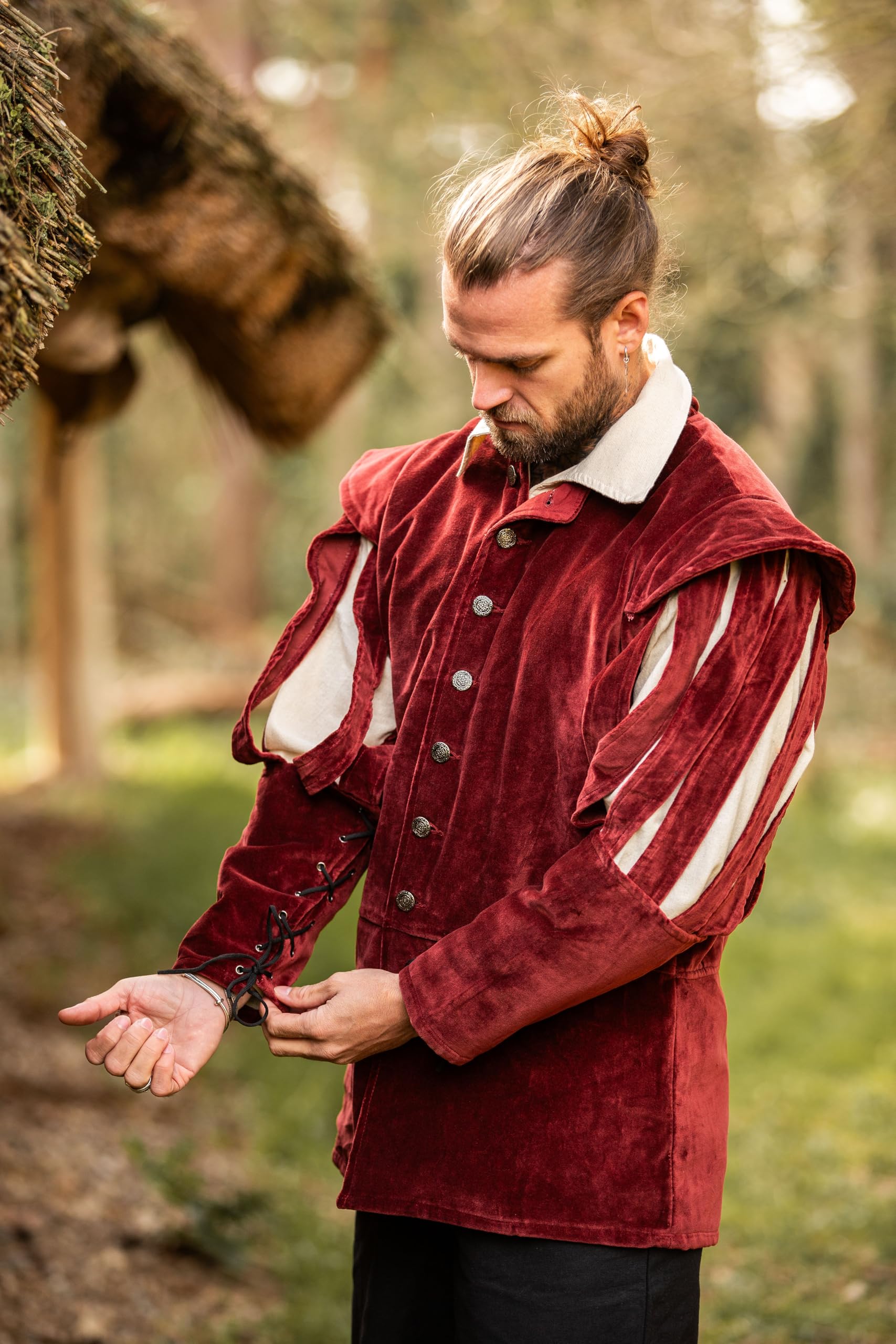Leonardo Carbone® Veste Brandolf pour homme - Design unique - Parfaite pour les jeux de rôle et les fêtes costumées - Moyen-Âge - Viking - Costume - Vestes pour homme - Coton