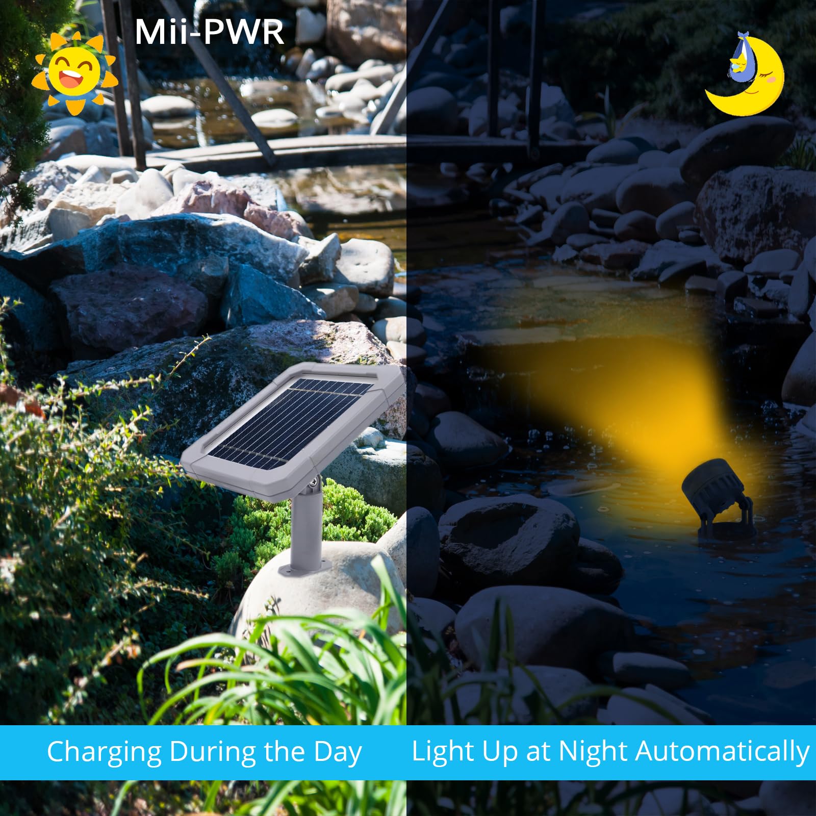 Colamarine Koi Solar-Teichleuchten, IP68 wasserdicht, warmweiß, Unterwasser-Tauchlicht, Amphibien-Solarstrahler, 6 LEDs, Außen-Landschaftslampe, automatisches Ein-/Ausschalten für Gartenteich