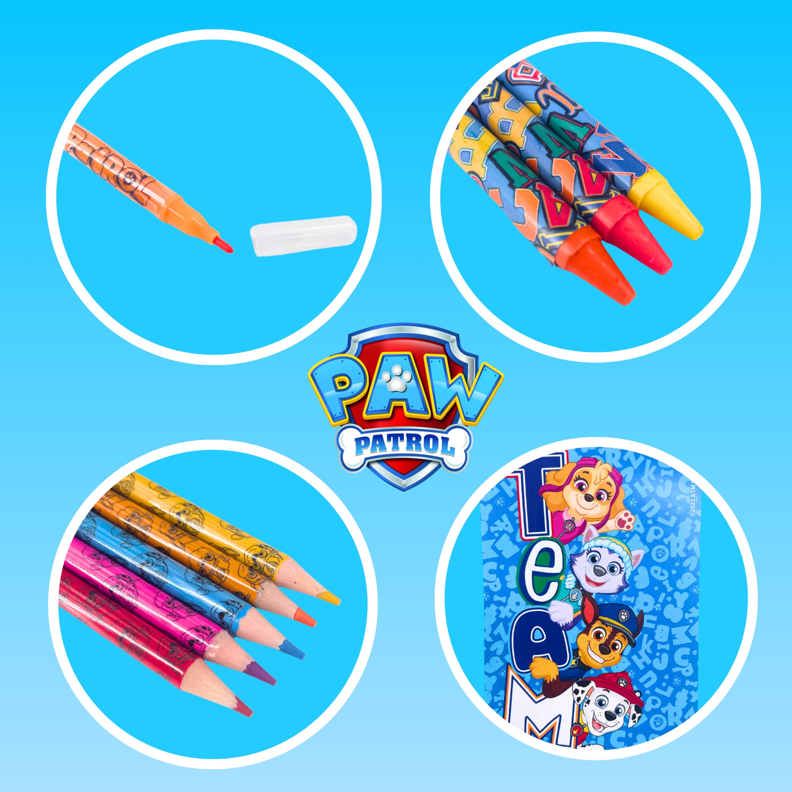 Paw Patrol Ensemble de Papeterie, Crayons de Couleur, Marqueurs, Cahier, Mallette Scolaire Enfants