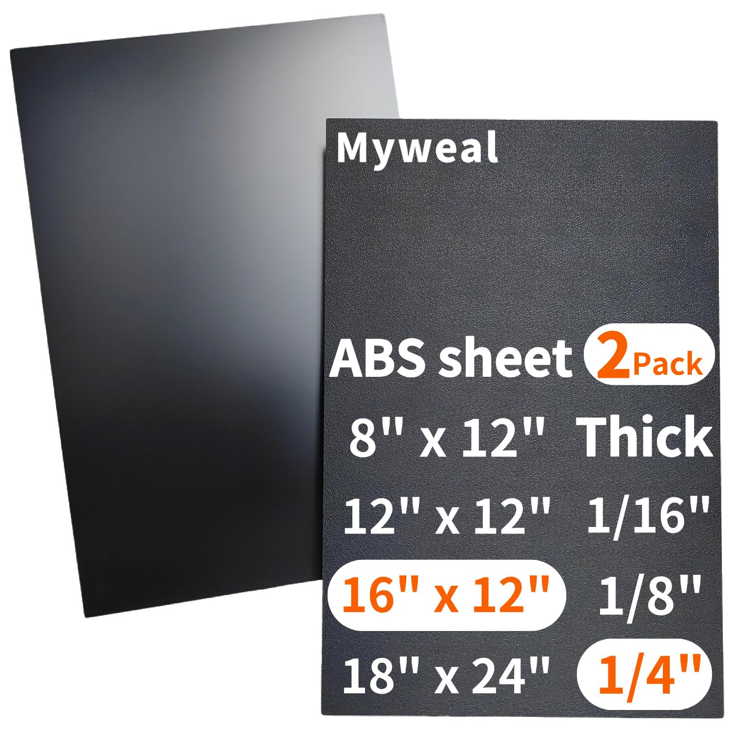 Black ABS Plastic Sheet - 8" x 12" -23