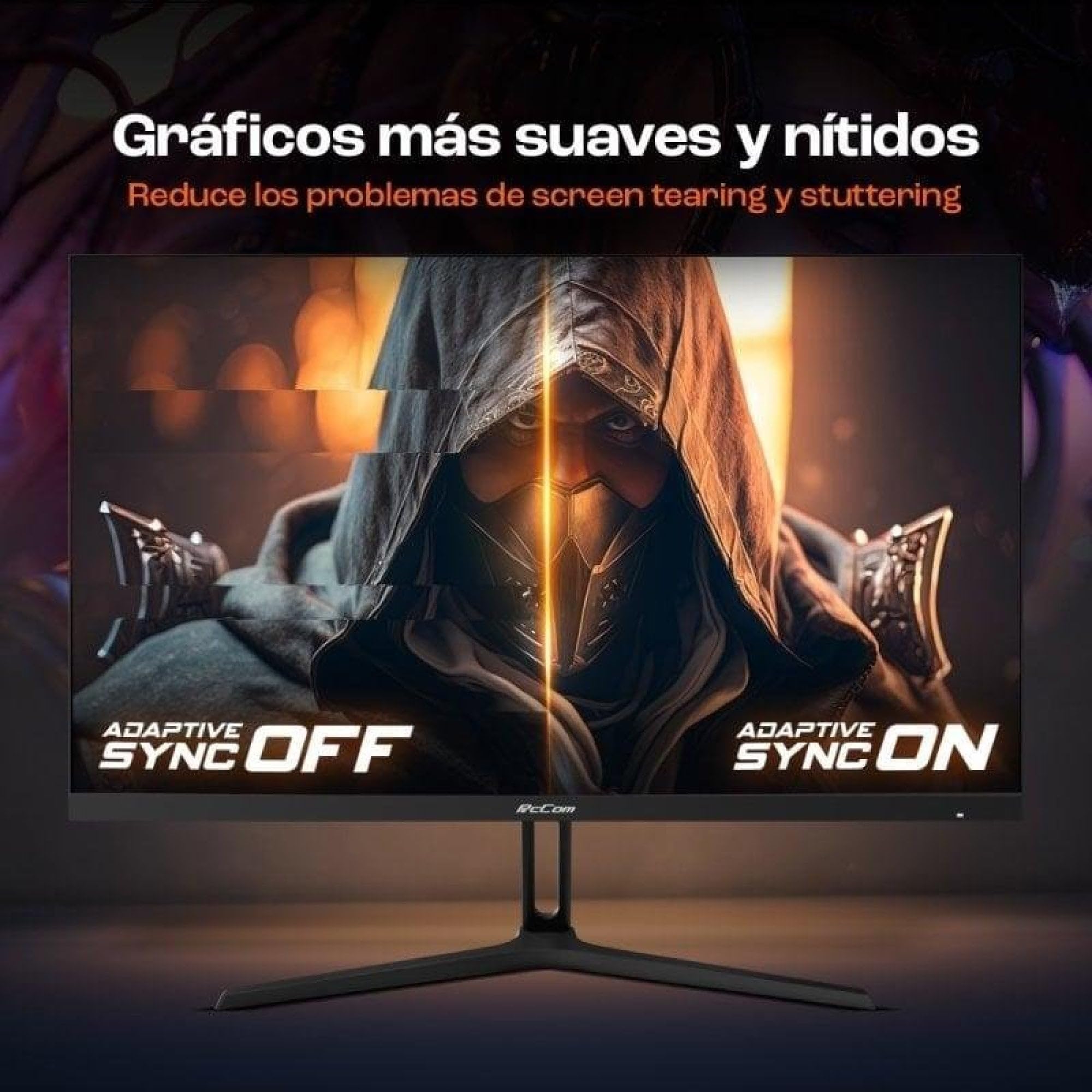 PcCom Elysium Monitor Gaming 27 Pulgadas Fast IPS Full HD 1920x1080, 200Hz, 1ms GTG, Adaptive Sync, HDR, HDMI 2.1, DisplayPort 1.4, VESA, Monitor para PC Gaming Competitivo