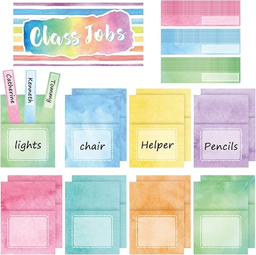 Miniatura 8 de Tablero de anuncios de trabajo de clase de 75 piezas, colorido juego de gráficos de bolsillo para empleos de clase, decoración de pizarra para el