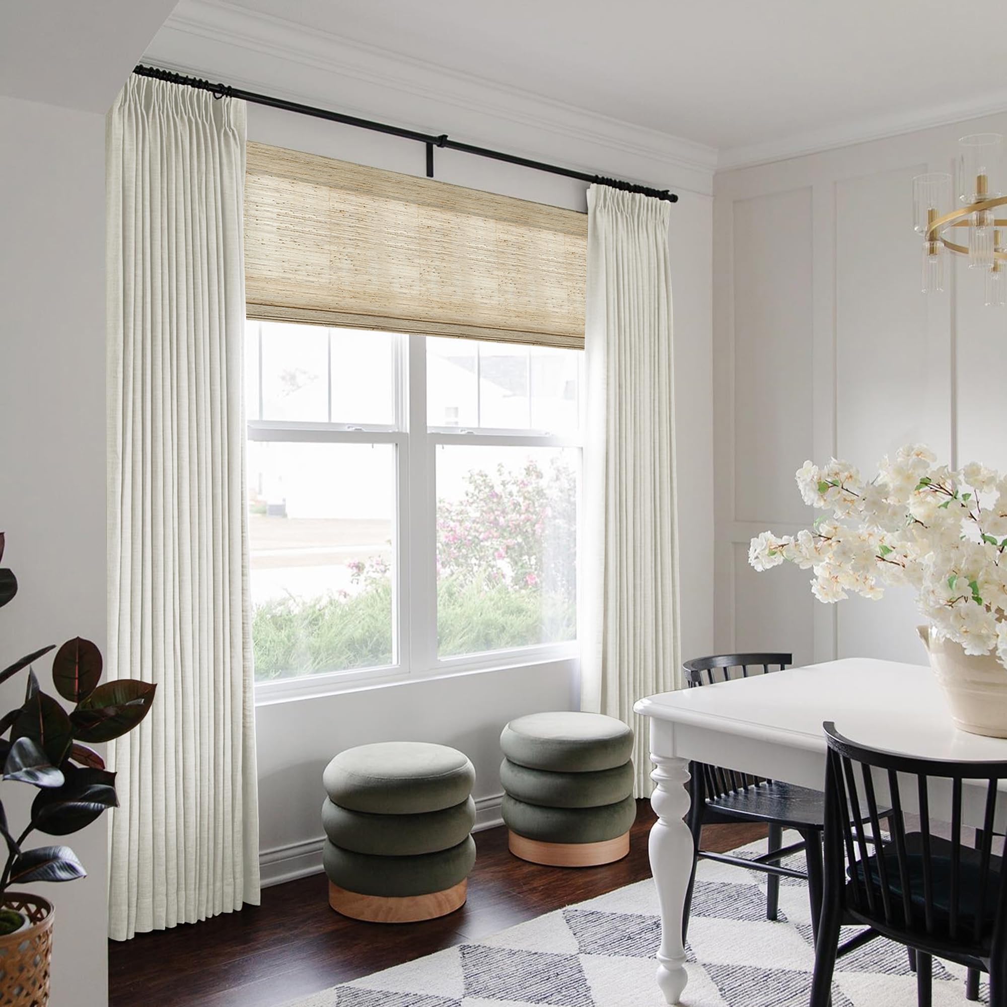 TWOPAGES Linen Textured Pinch Pleated Drape 102 Inch Long for Bedroom Living Room, Thermal Insulated Blackout Curtain Window Treatment Curtain (1