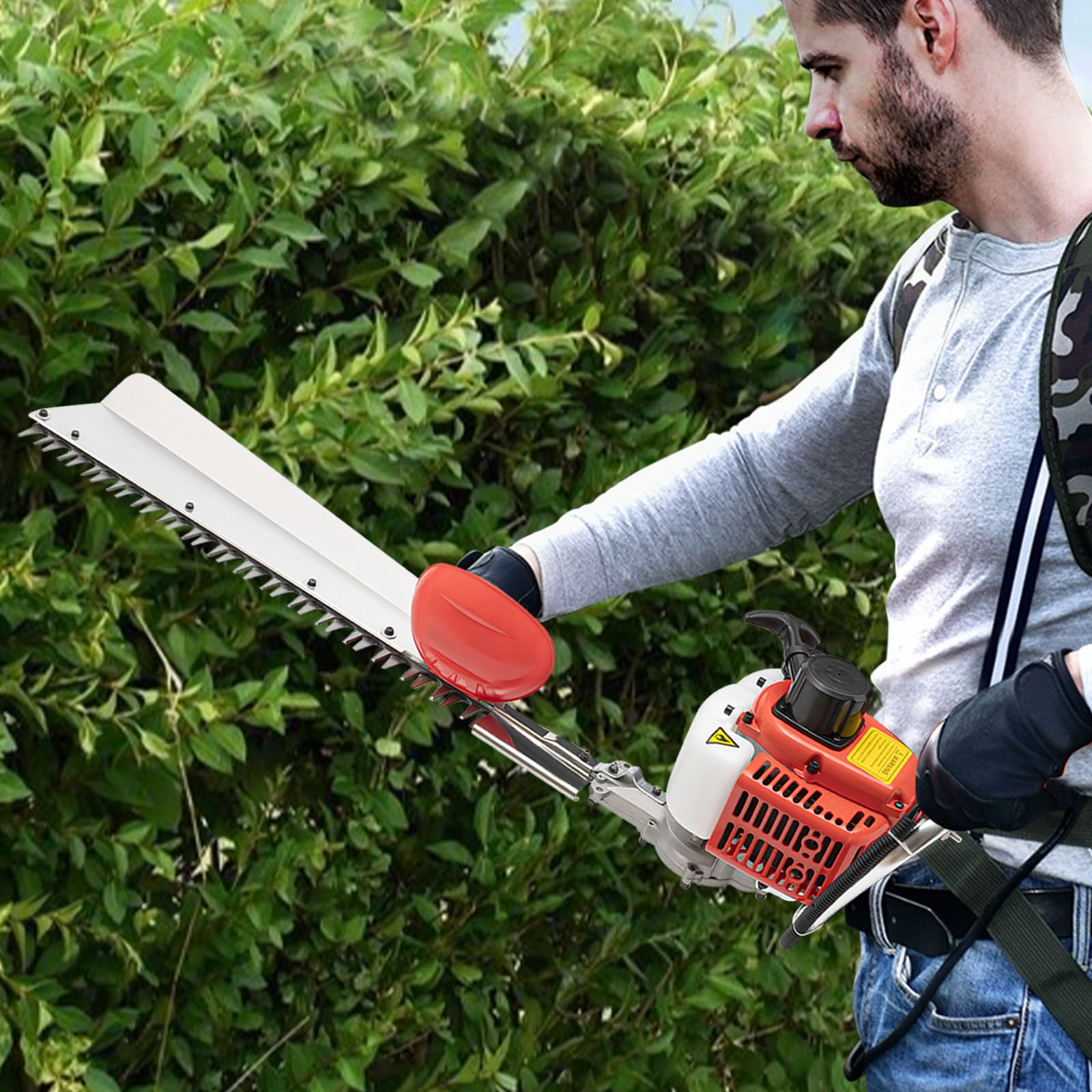 Benzynowe nożyce do żywopłotu, długość cięcia 70 cm, 2-suwowe, 650 W, 22,5 CC, jednostronne nożyce do żywopłotu, odpowiednie do przycinania krzewów i niskich krzewów, do pielęgnacji