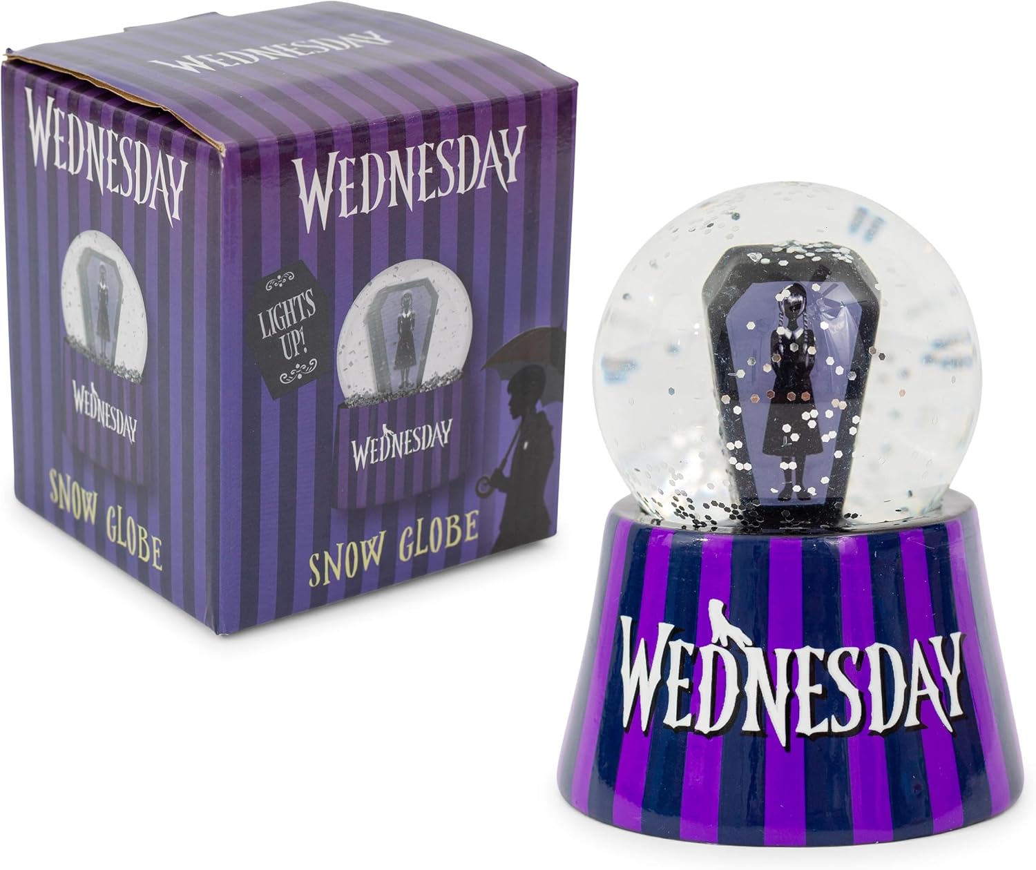 Wednesday Addams Adult Mini Light-Up Snow Globe with Glitter | 3 Inches Tall