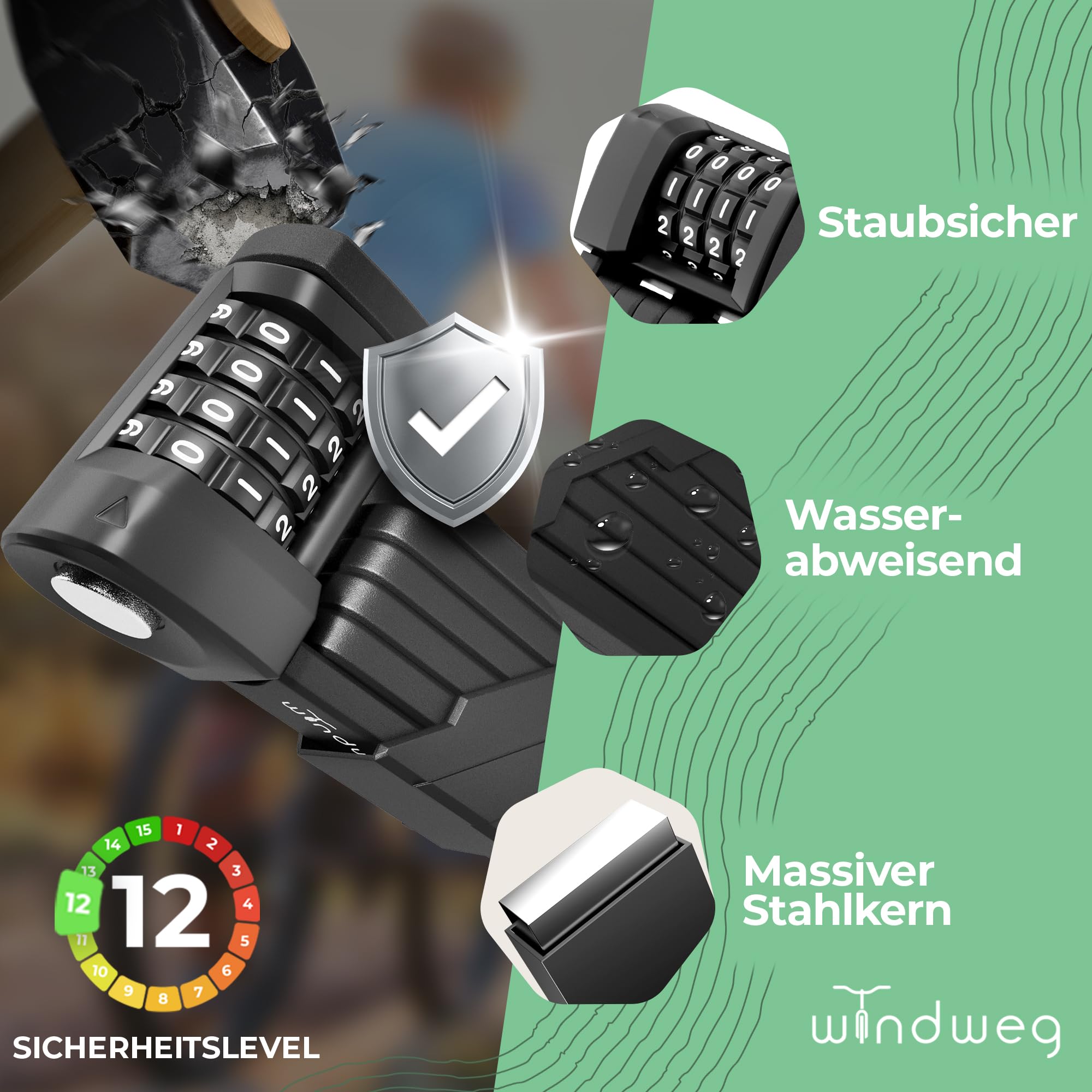 Faltschloss Fahrrad Diebstahlsicher [90cm] - Fahrradschloss hohe Sicherheit mit Halterung - Fahrradschloss Zahlenschloss, Fahrrad Schloss Faltschloss, bike lock, ebike, sh, Zahlencode