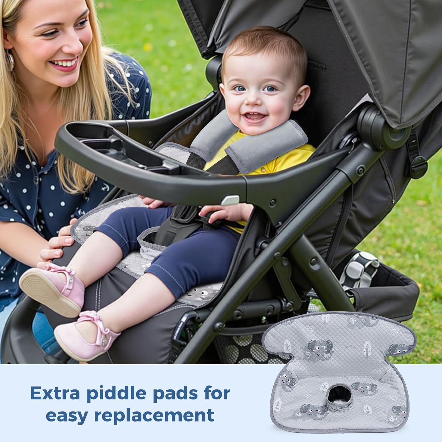 COOLBEBE Car Seat Protector for Potty Training, 2 Pack Dry Waterproof Car Seat Liner Toilet Training with Anti-Slip Backing, Baby Infant Toddler Piddle Pads Cover Pad for Strollers, Carseat (Grey)