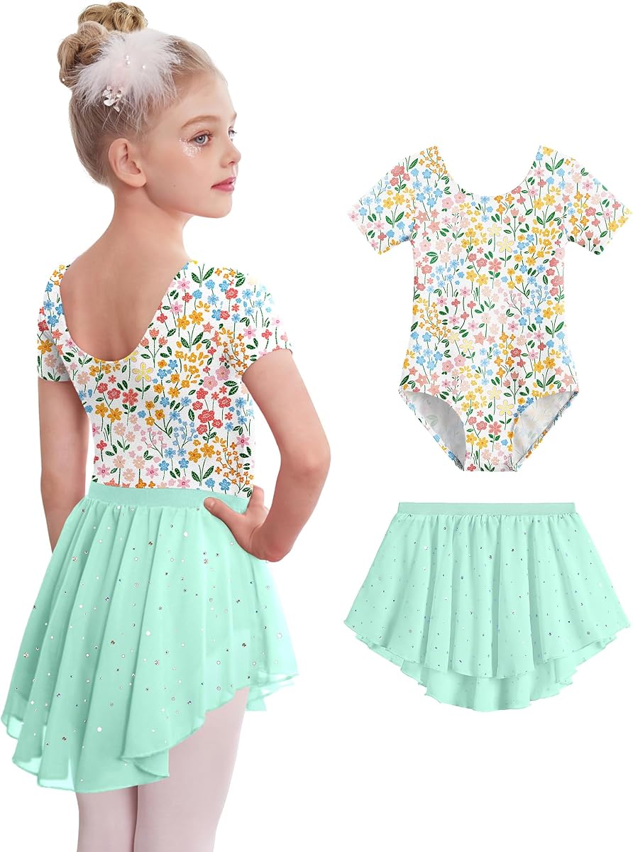 Zaclotre Girls Ballet Leotards with Skirt Toddler Dance Dress Outfits Combo