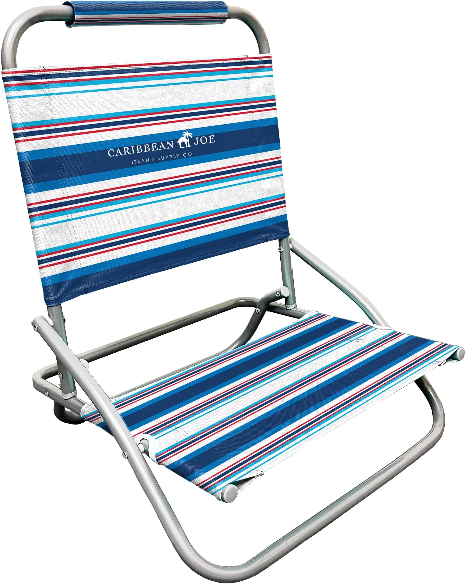 Caribbean Joe Folding Beach Chair, 1 Position Lightweight and Portable Foldable Outdoor Camping Chair, Red, White and Blue Stripe