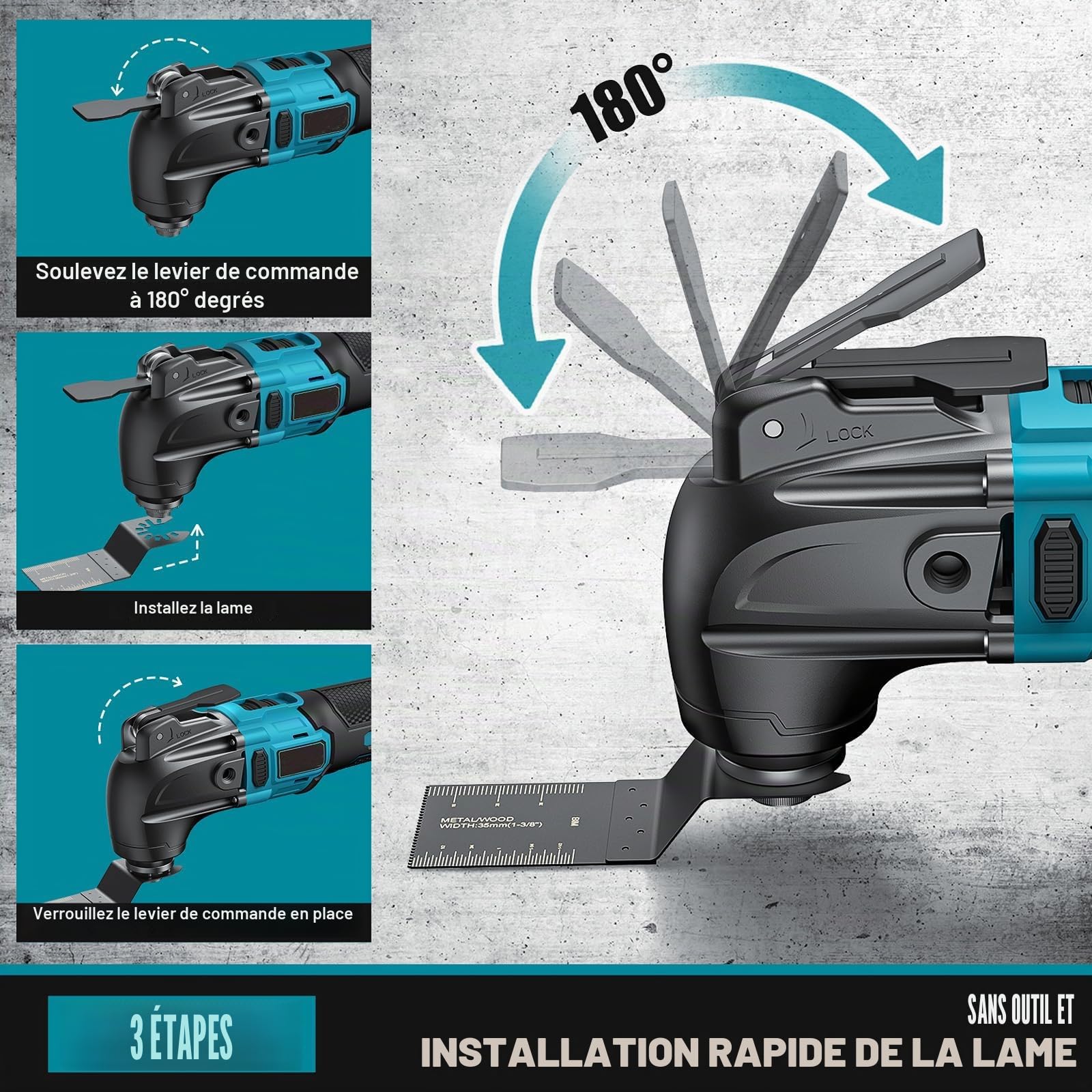Outil Multifonction Oscillant Compatible avec Makita 18V Batterie