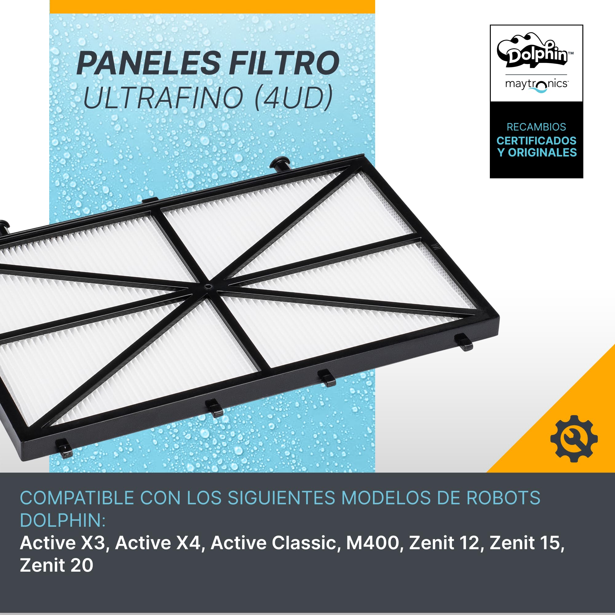 Dolphin Piezas de recambio originales - Paneles filtro ultrafino (4 ud) - Ref. Maytronics: 9991432-ASSY