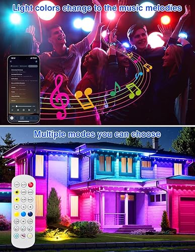Miniatura 7 de Focos para exteriores, iluminación inteligente RGBW LED que cambia de color con aplicación y control remoto, modo de música, escenas de bricolaje,