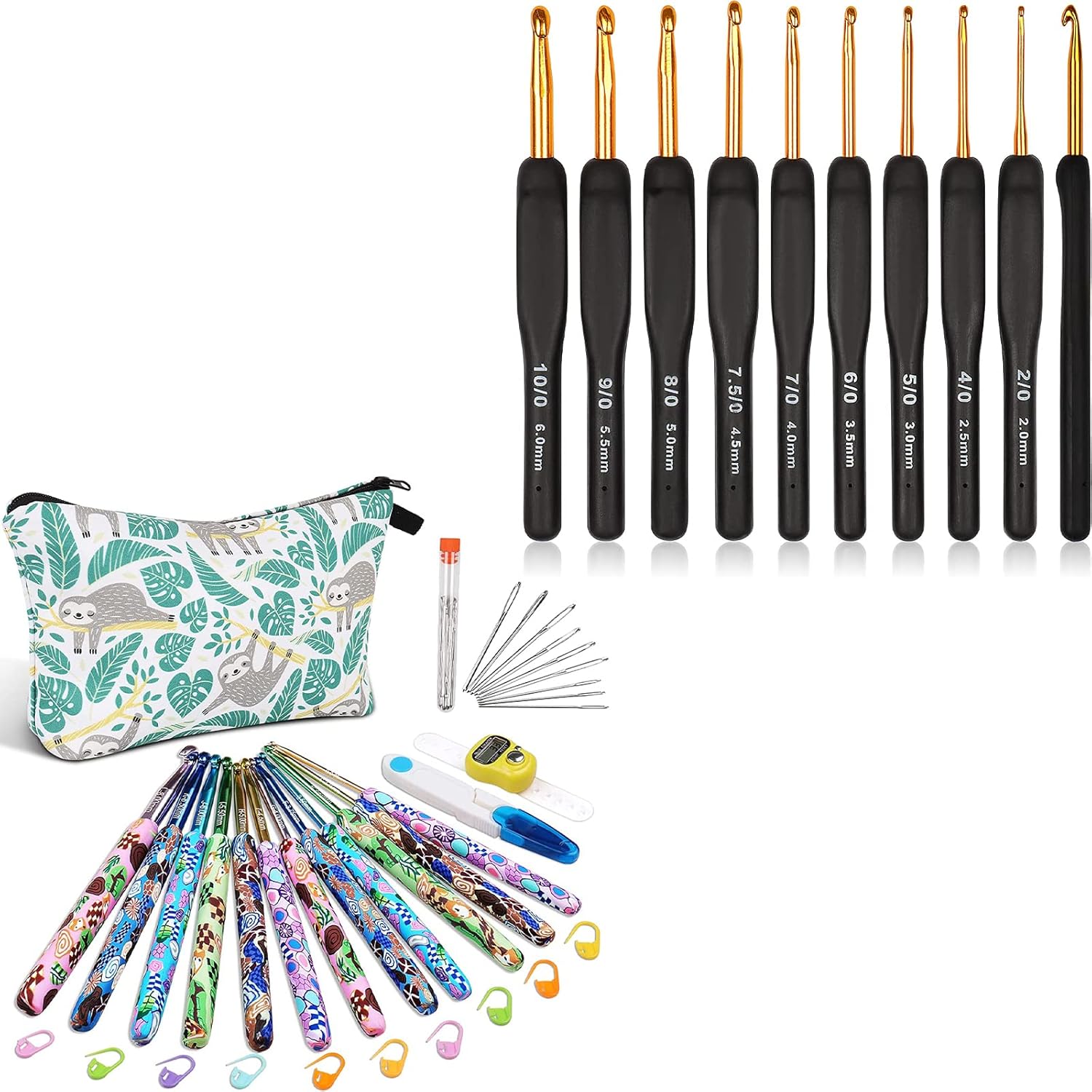 Coopay Black Gold Crochet Hooks Needles for Arthritic Hands