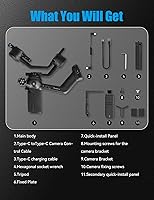 Vista 9 de Estabilizador de cardán para cámara FeiyuTech SCORP-C2 con seguimiento AI, carga útil de 7.72 lb, disparo vertical rápido, control Bluetooth, mango