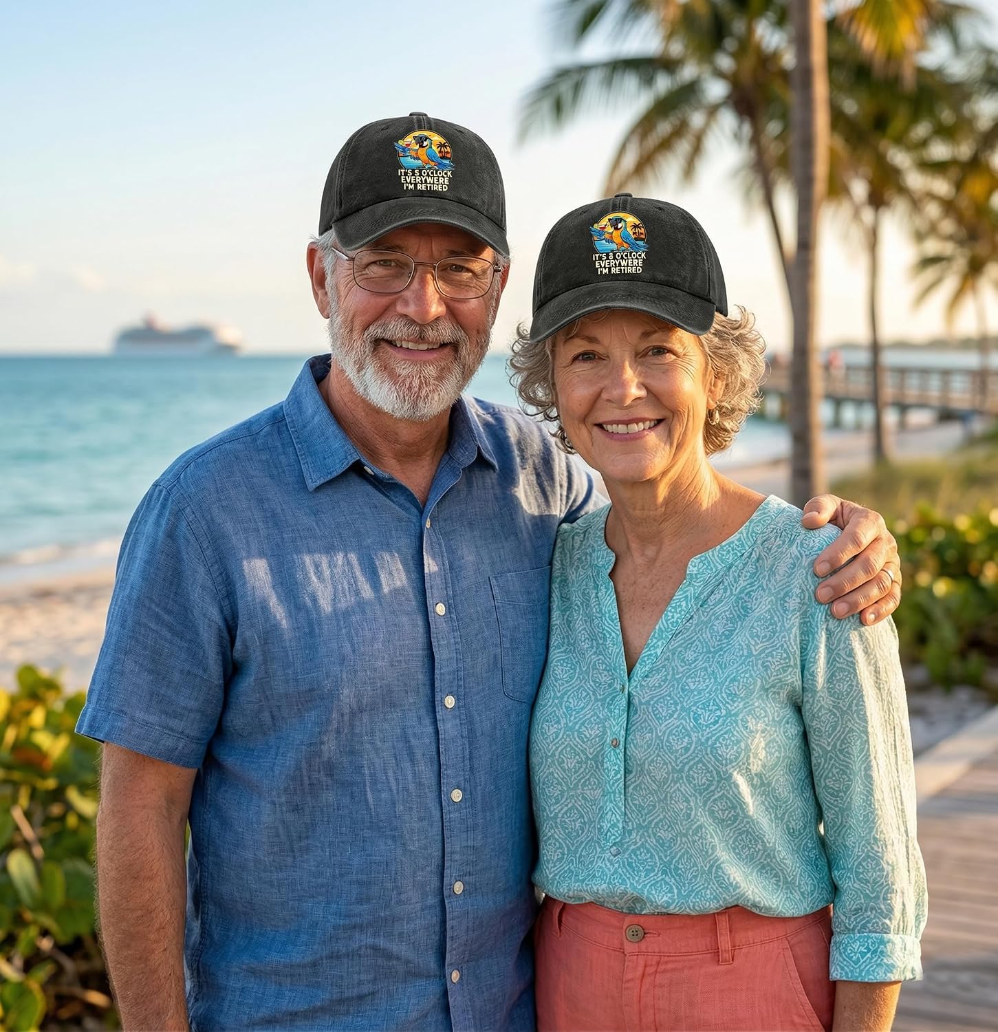 I'm RETIREDS It's 5 O'CLOCK Everywhere Sun hat Black Adjustable Hats Men and Women Hat Running Truck Spoof Cap.