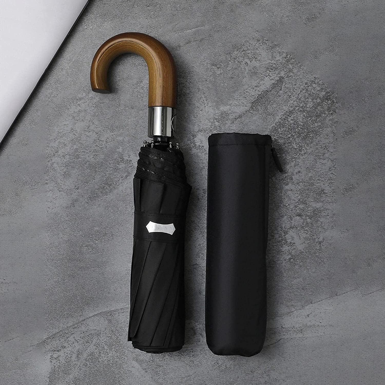 Parapluies, Parapluie Pliant Compact de Voyage, Mini Parapluie, Automatique, résistant au Vent et à la Pluie, avec poignée en Bois, for Homme Femme, 10000mm
