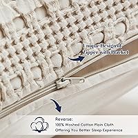 Vista 4 de PHF - Fundas de almohada 100% algodón con tejido gofre europeo, 26 x 26 pulgadas, 2 unidades para decoración elegante del hogar, sin relleno