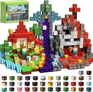 Intoypad 300PCS 0.8in Magnetic Blocks for Kids 3-10 - STEM Building Toys, Forest Lava Portal Cubes, Creative Magnet Tiles Birthday Gifts