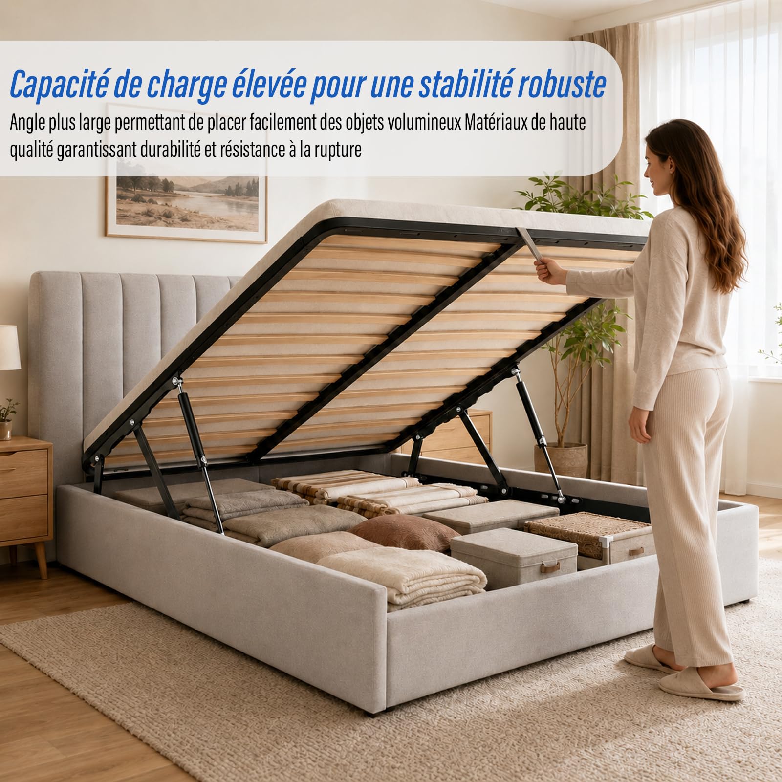 Pneumatische Bett Hebemechanismus 2 Stück Gasdruckfeder für schwere Bettkästen 60 kg Ladekapazität Scharniere Klapp Lift Up Feder Scharniere für Bett Aufbewahrungsbett Box Zubehör Sofa（60KG）