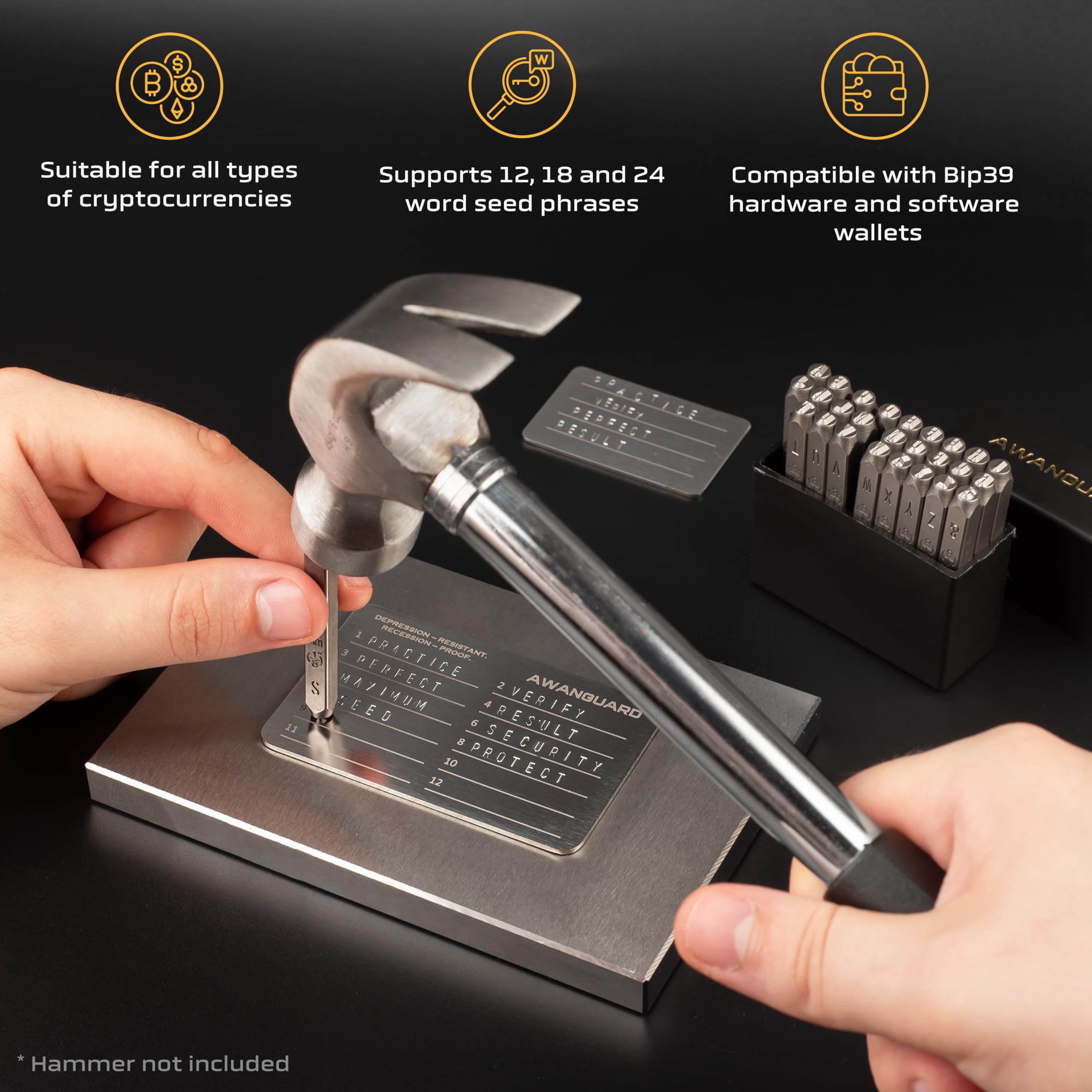 AWANGUARD Ultimate - Bitcoin stalen crypto-portemonnee, Mnemonic crypto  seed zin opslagplaten 3x24 backup, compatibel met Ledger, Trezor en ALLE  portemonnees : Amazon.com.be: Kantoorproducten