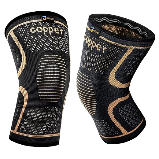 Copper Knee Braces for Men and Women (2 pack) -Knee Supports Copper Compression Knee Sleeve for Knee Pain, Arthritis, Running,Sports and Recovery Support (Medium)