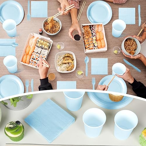 Miniatura 6 de Dandat Decoraciones de despedida de soltera, suministros de fiesta de baby shower, incluye platos de baby shower, tazas y servilletas con tenedores