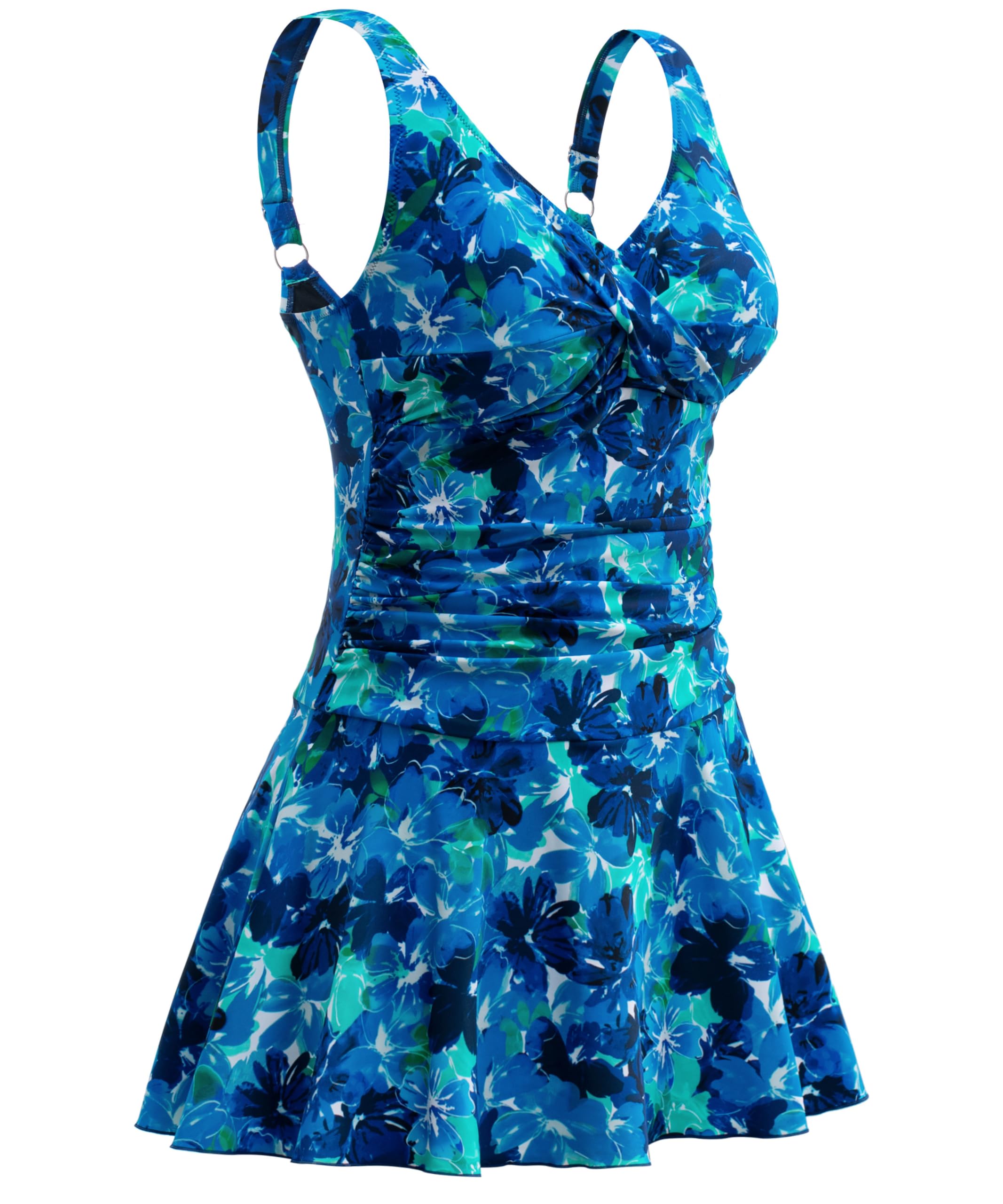 Womens Plus Size Swimsuit Shaping Body Swim Dress Tummy Control Swimwear Flowy Skirt Bathing Suit
