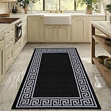 PHP Carpet Runners for Hallways Non-Slip Long & Wide Heavy-Duty Plain Super Absorbent Area Rugs, Stair Carpet and Kitchen Anti-slip Floor Mats - Greeky Rug (Black & Grey, 66 x 120 cm - S Runner)