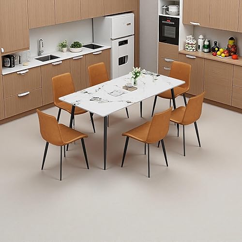 Miniatura 2 de Sillas de comedor con respaldo cómodo y patas de metal resistentes, modernas sillas tapizadas de piel sintética para cocina y oficina para comedor,