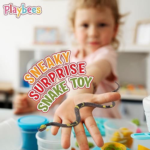 Miniatura 2 de Playbees Serpientes de juguete de goma, paquete de 12, 14 pulgadas, serpientes de juguete de plástico falso, serpientes realistas para niños,