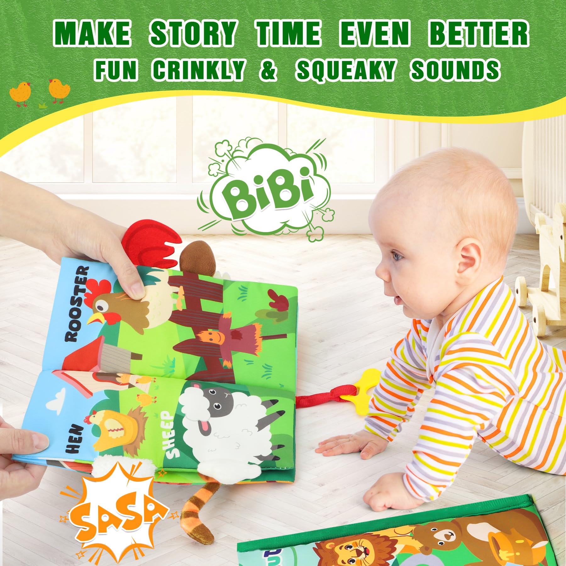 BBWOO Baby Books 0-6 Months, Sensory Toys for Babies Touch & Feel Tummy Time Books Baby Gifts for 0 3 4 6 Months Boys Girls - Image 3