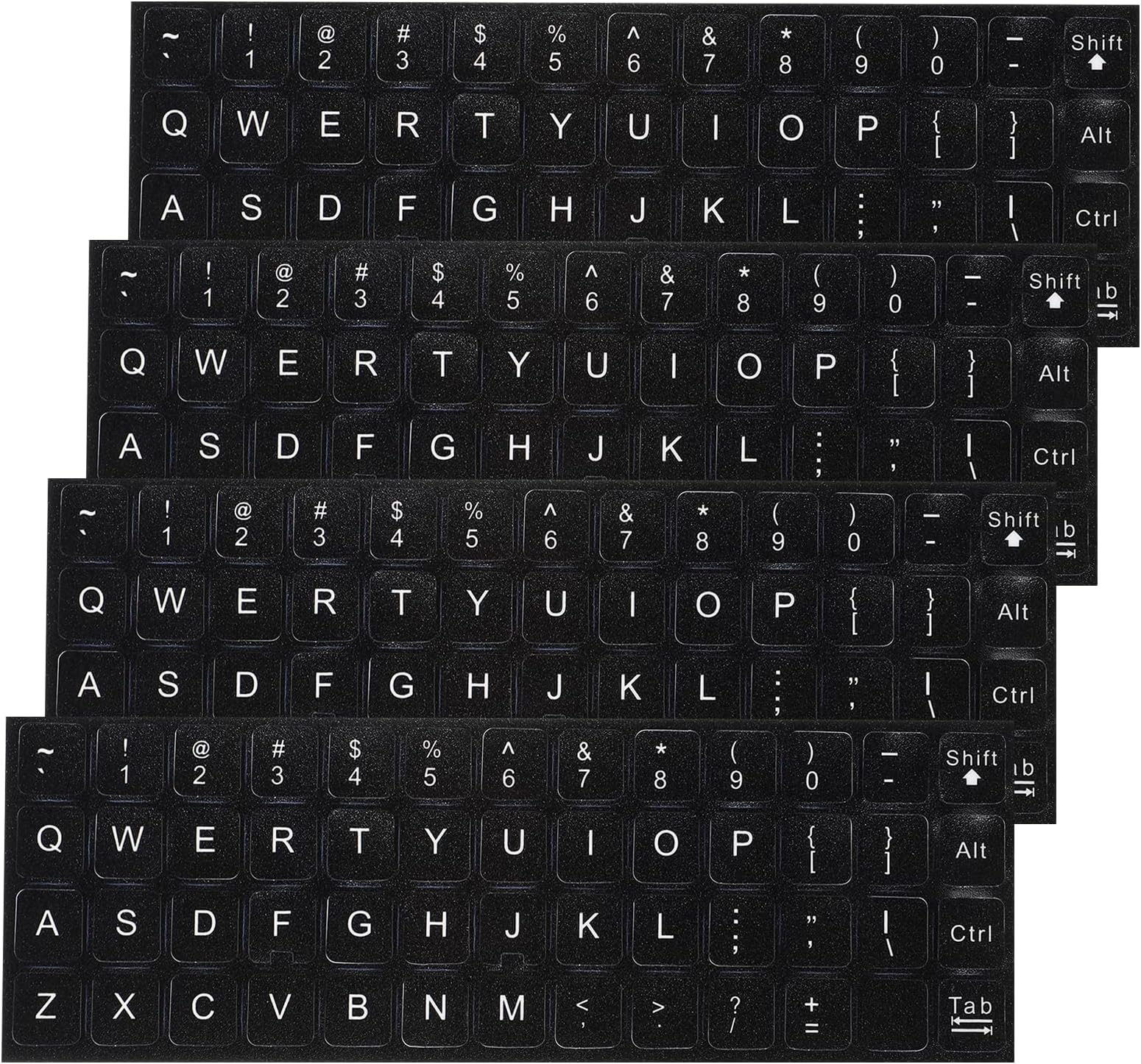 4PCS Universal English Keyboard Stickers, Replacement English Keyboard Stickers with Black Background and White Lettering, Matte Alphabet Sticker for PC, Computer, Laptop, Desktop