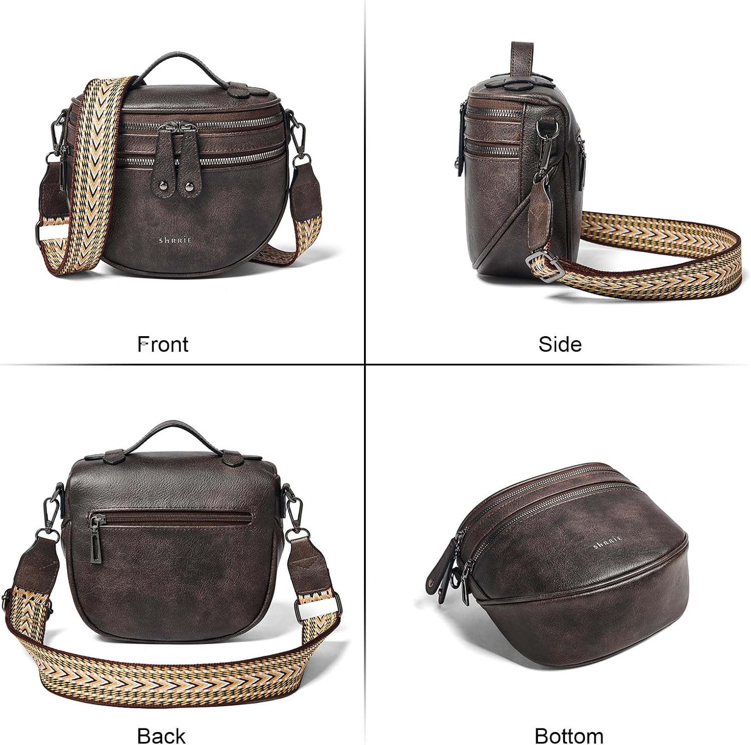 Shrrie Crossbody Bags for Women, Vegan Leather Purse for Women Shoulder Handbags with Wide Strap, Chest Bag Trendy