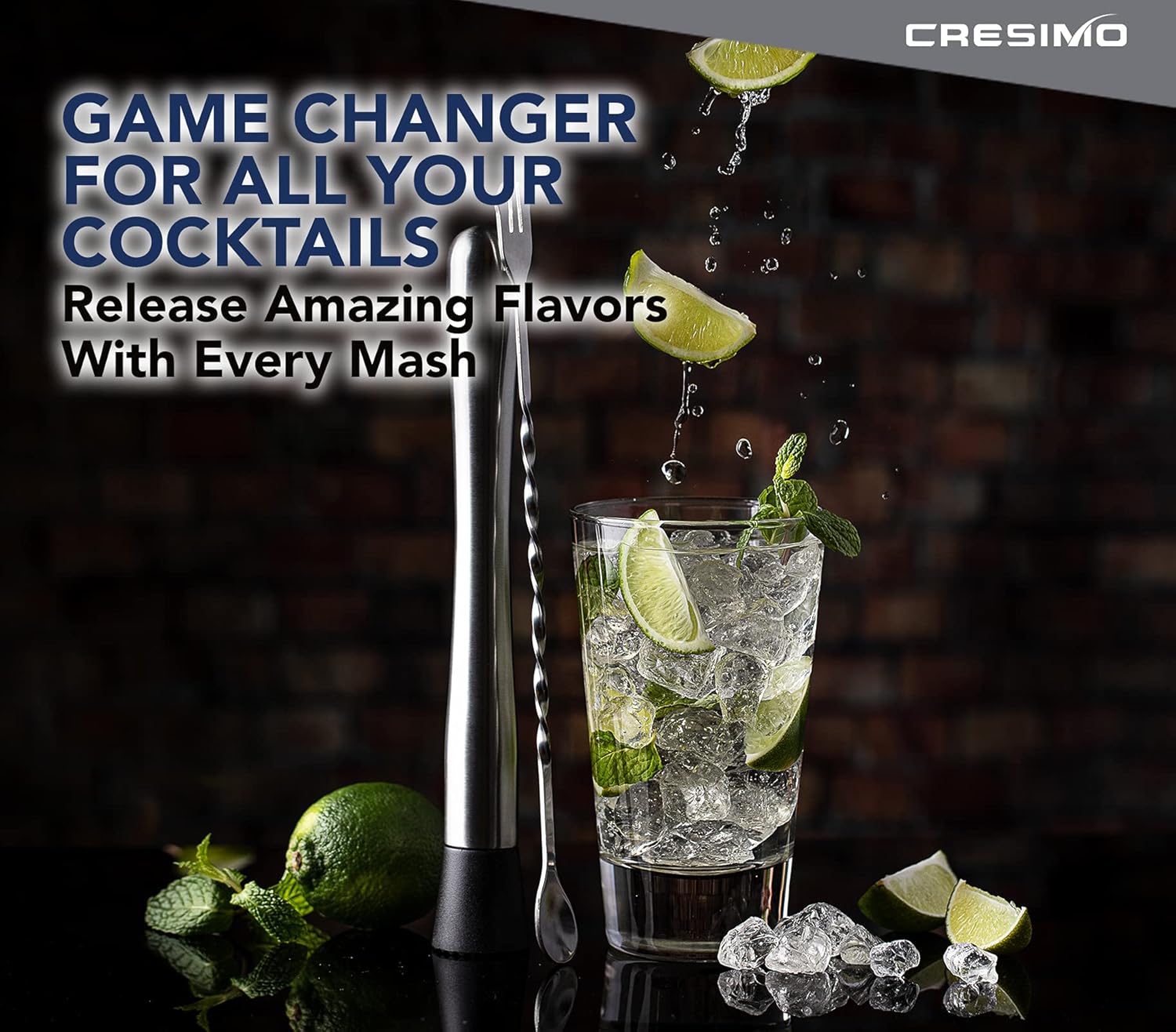 Up To 50% OFF 10 inch Stainless Steel Cocktail Muddler and Mixing Spoon with Cocktail Recipes Book - Professional Home Bar Muddler Set for Creating Mojitos, Margaritas, Mint & Fruit Based Drinks - Cresimo Flash Deals - 70% OFF 10 inch Stainless Steel Cocktail Muddler and Mixing Spoon with Cocktail Recipes Book - Professional Home Bar Muddler Set for Creating Mojitos, Margaritas, Mint & Fruit Based Drinks - Cresimo