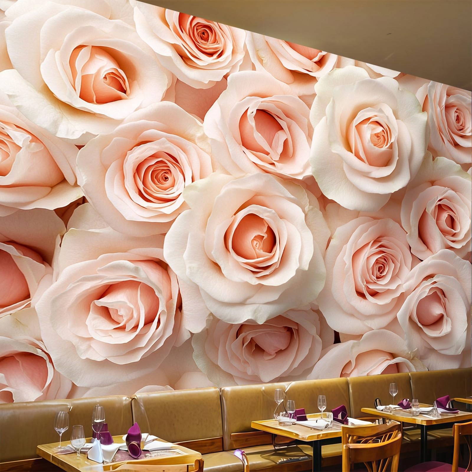 Papier peint intissé rose de 400 x 280 cm pour sublimer le fond TV de votre salon