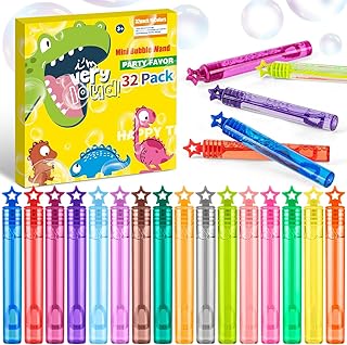 32Pcs Mini Bubble Wands in 16 Colors,Bulk Bubbles Party Favors for Kids Toddlers,Themed Birthday,Goodies Bags Stuffers,Outdoor, Easter Stuffer, Halloween, Boys & Girls