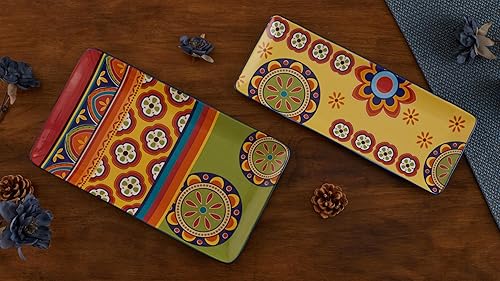 Miniatura 5 de Bico Juego de 2 platos rectangulares de cerámica tunecina de 14 pulgadas, para servir ensalada, pasta, queso, jamón, aperitivo, microondas y