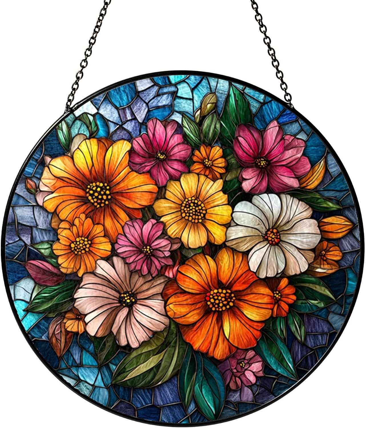 Floral Summer Flowers Stained Glass PNG Bundle Decor Printable Digital Clipart Pack