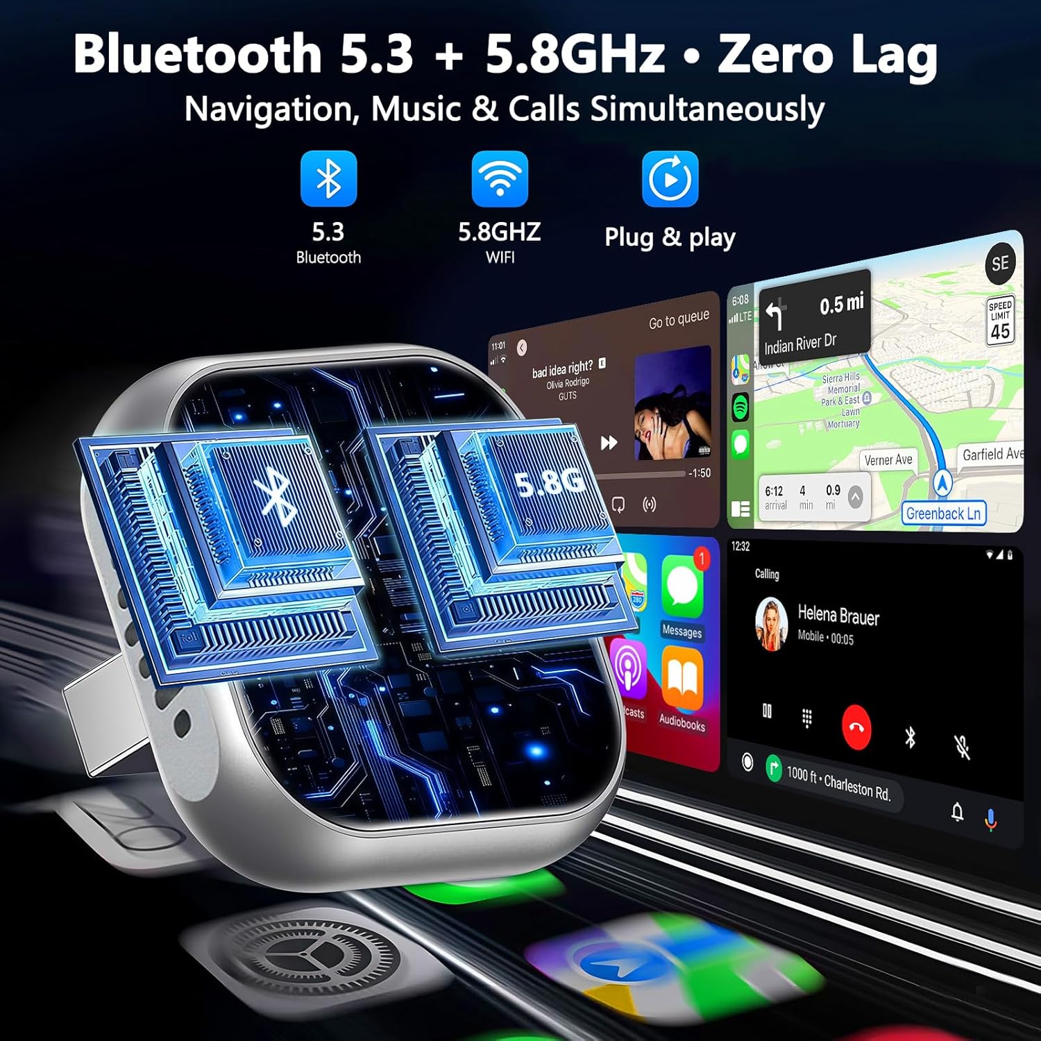 2025 Upgraded Wireless CarPlay Adapter for iPhone | Ultra-Mini Metal, Convert Wired to Wireless, Bluetooth 5.3 Fast Stable Connection, Plug & Play, 800+ Factory CarPlay Wired Cars, iOS 10+