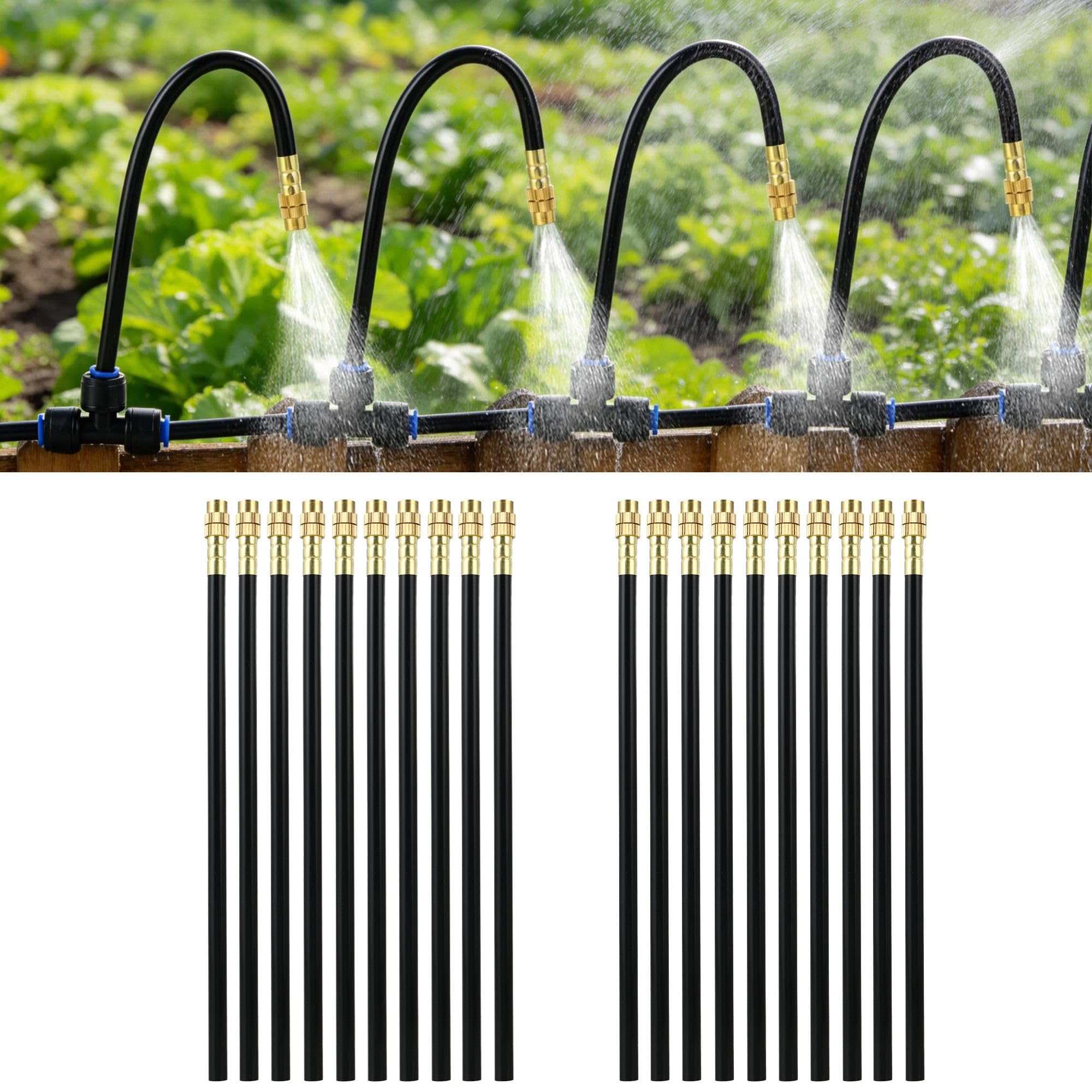 Garden Drip Irrigation Kit Automatic: Watering System with Adjustable Misting Sprinklers, 1/2" & 1/4" Tubing for Flower Beds, Raised Beds, Greenhouse, Potted Plants, Outdoor Lawn