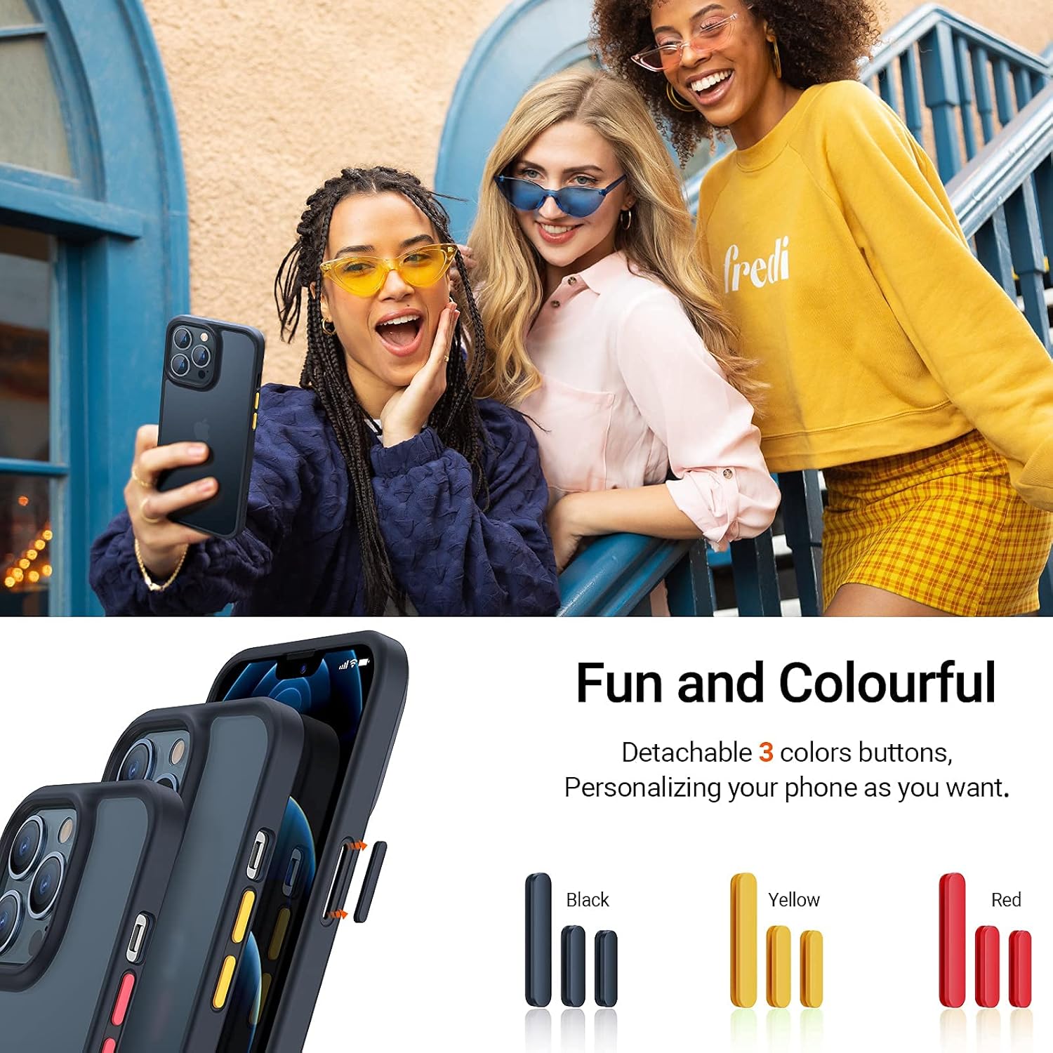 TORRAS Shockproof Compatible for iPhone 13 Pro Case, [Military-Grade Drop Tested] Translucent Matte Hard PC Back with Soft Silicone Edge Slim Protective Phone Guardian, Black : Cell Phones & Accessories