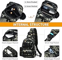 Vista 10 de BAIGIO Tactical EDC Sling Bag Militar Una Correa Hombro Mochila Molle Range Bolsas Paquete de Pecho, #01-verde militar, Pequeño, Bolso táctico