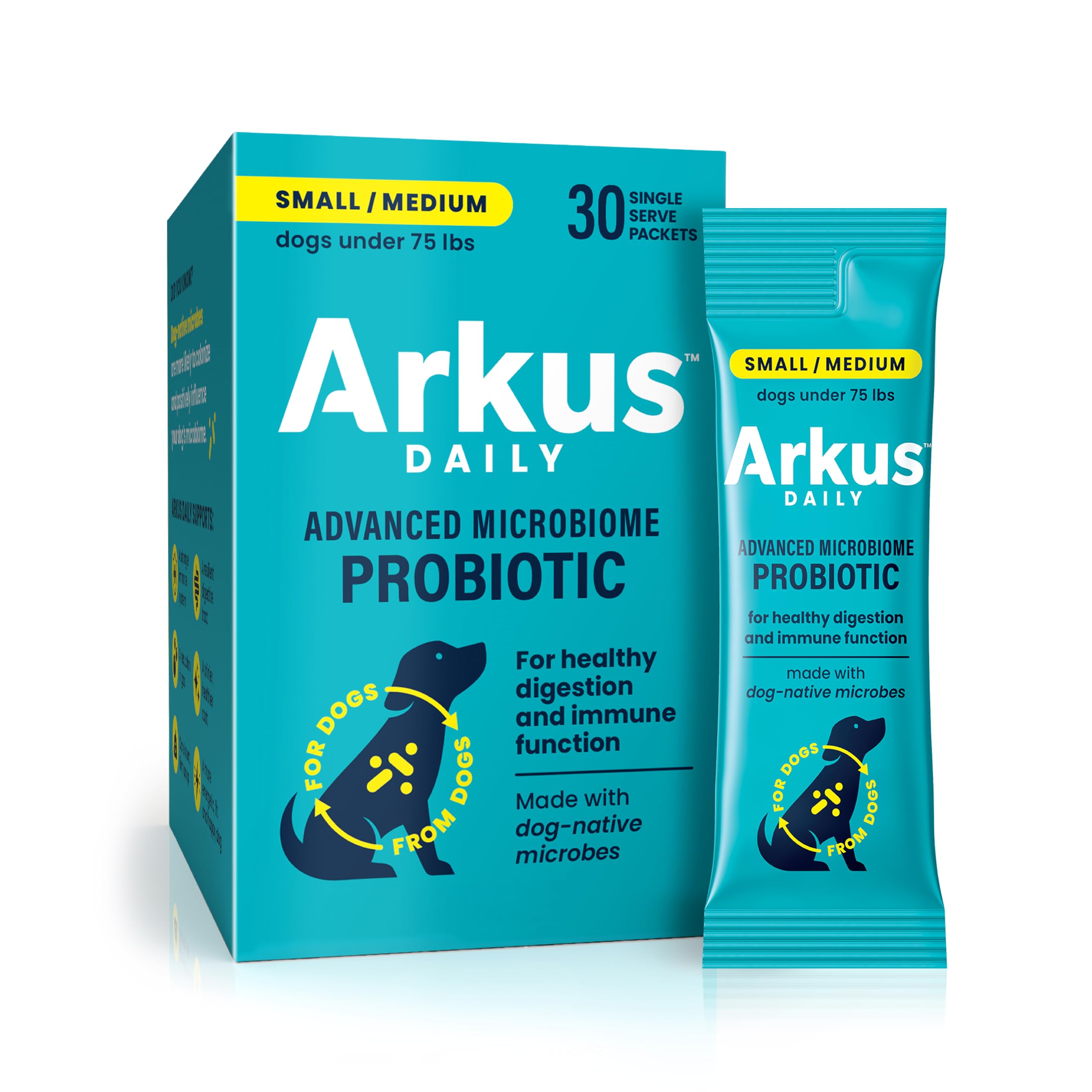 ARKUS Daily Small/Medium Dog Probiotic, The Only Product Made with Microbes Native to The Gut of Healthy Dogs, Supports Better Digestion, Gut Health,