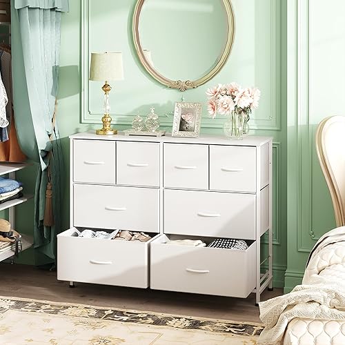 Miniatura 4 de WLIVE - Cómoda para dormitorio con 8 cajones, cómoda de tela ancha para almacenamiento y organización, cómodas de dormitorio, cajonera para sala de