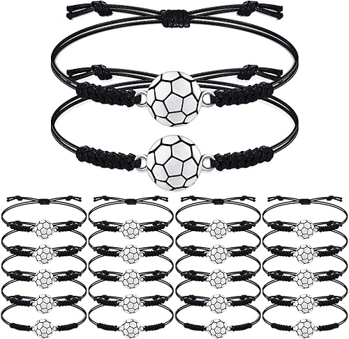 20 pulseras de fútbol ajustables, cuerda de fútbol, pulsera de cuerda trenzada con dije, Navidad, Halloween, para niñas, adolescentes, la mayoría de