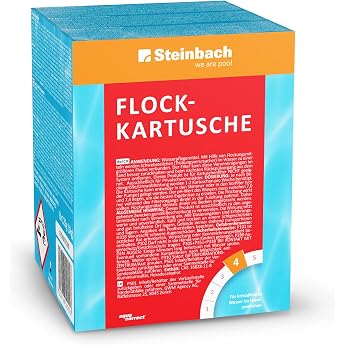 Steinbach Pool Care Flock Cartridge - 0754001TD00-8 x 125 g - Binds Turbidity & Floating Particles - For Crystal Clear Water - Improves Filter Performance - Only Suitable for Sand Filters
