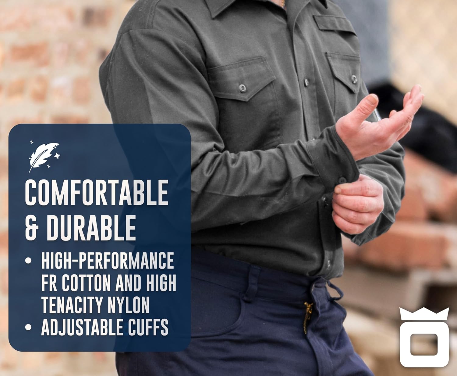 Oberon Men's Flame Resistant Cotton Safety Shirt image 3