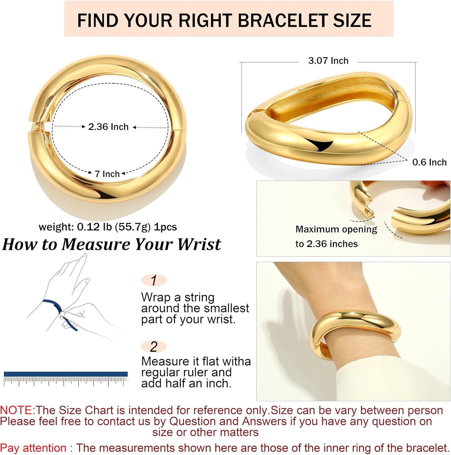 2Pcs Bangle Bracelets for Women Gold Arm Cuff 14k Gold Plated Chunky Gold Bangle Set Hinged Cuff Bracelets Trendy Arm Cuff Jewelry for Women - Image 7