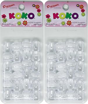 Premium Pony Beads - X-Large 48 PC Set, Ideal for Hair Braids, Kids Crafts, Clear Plastic Beads